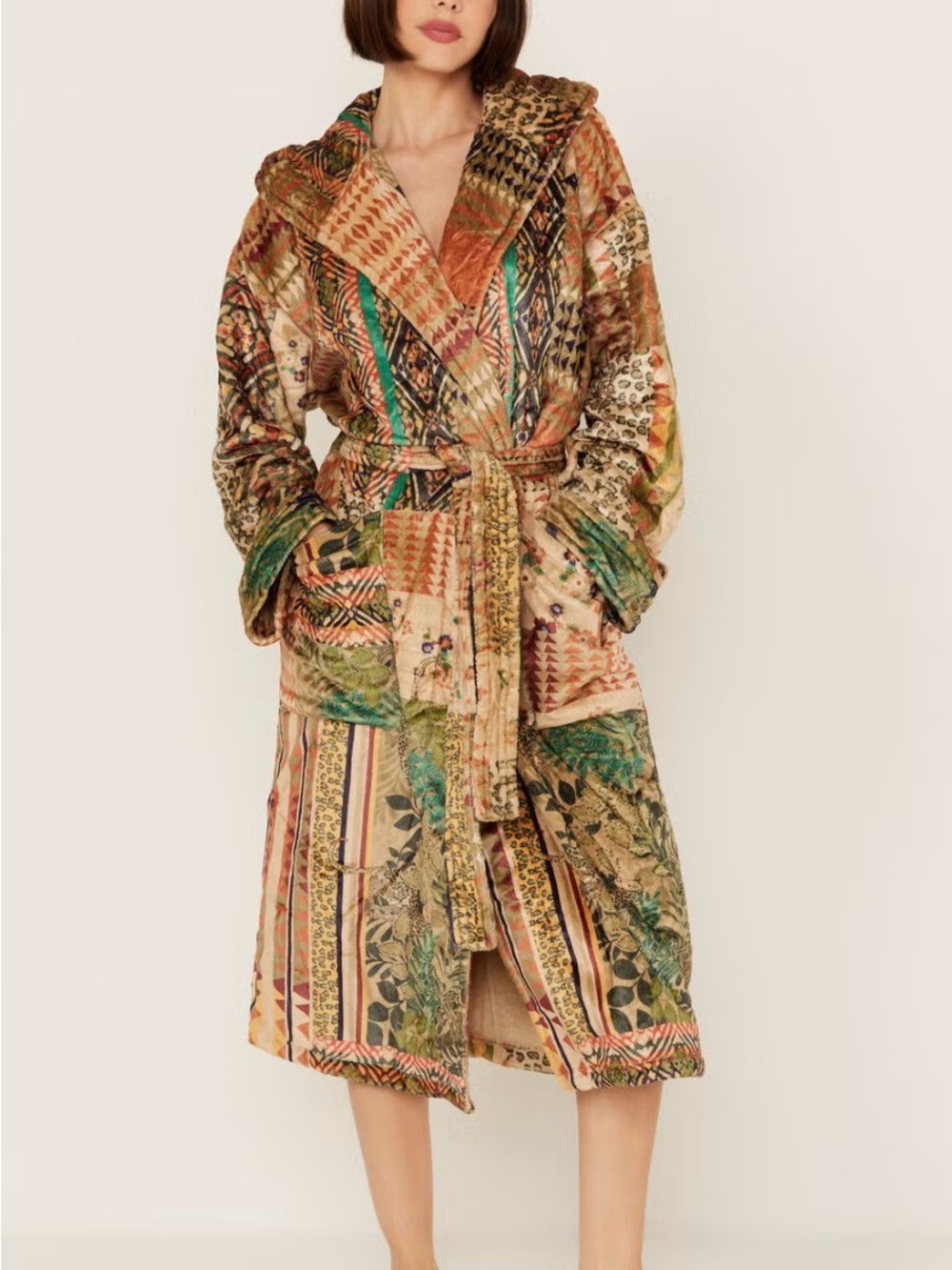 Johnny Was Fria Patchwork Velvet Cozy Robe